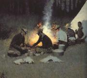 Frederic Remington The Hunter's Supper (mk43) oil on canvas